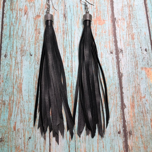 Jewelry - Vegan Leather Fringe Earrings-Pierced & Clip On 🔥